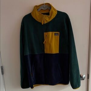 Free Nature Multicolor Fleece Jacket - Green, Yellow, Navy